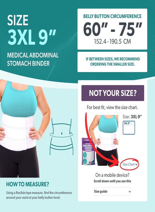 BraceAbility Plus Size Abdominal Binder for Post Surgery Recovery - Bariatric Stomach Hernia Belt, Post Partum Waist Binder, Diastasis Recti Belly Support Band for Bigger Men and Women (3XL 9") - Image 2